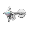 TOPOSH ASTM F136 Titanium Star Opal Shape Top With CZ Set Center Threadless Body Piercing Wholesale Jewelry Labret