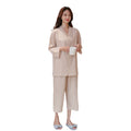 OEM Customized Two-piece Wash Cotton Pajamas Women's Sweat Steam Clothes Retro Style Middle Sleeve Home Clothes