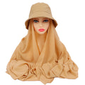 Fisherman Caps Matching Hijab Instant Shawl Muslim Women Bucket Hat Chiffon Instant Hijab Scarf