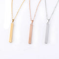 Personalised Custom Name Customized Stainless Steel Thin Vertical Bar Pendant Chain Necklace