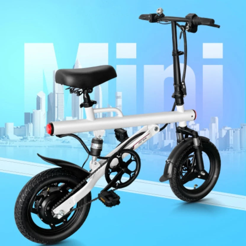 Xiaobai 14-Inch Folding Mountain Bike for Adults High Performance 400W Motor 36V Lithium Battery Fat Tire E-Bike Aluminum Alloy