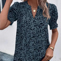 Vintage Western Style Women Leopard Print V Neck Tops Shirt Breathable Short Sleeve T-shirt 2025 Summer Cowgirl