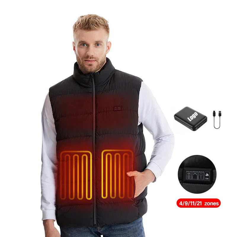 Usb Women's Electric Heating Sleeveless Vest 9 Zones Custom Logo Rechargeable Battery Heated Vest Mens MegaBDM