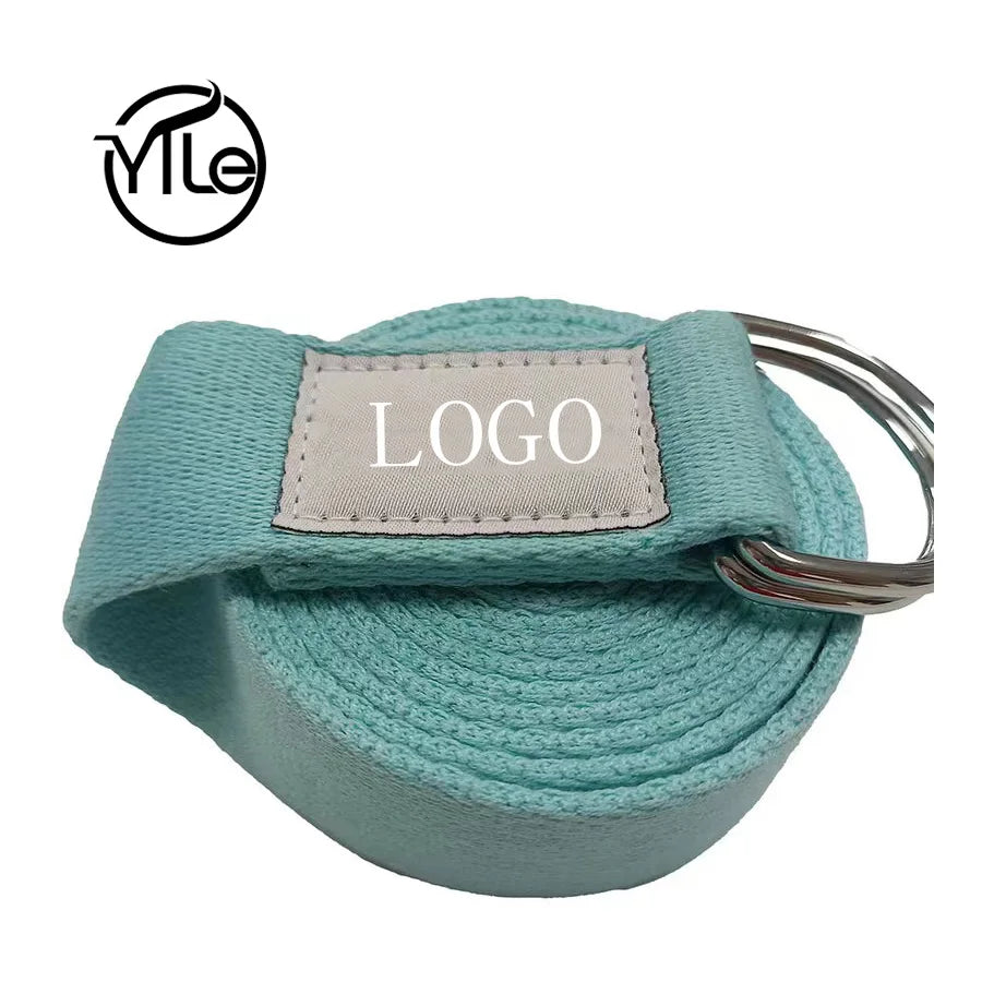 Adjustable Fitness Cotton Organic Natural Yoga Belt Stretching Strap Carriers with D Ring