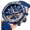 Megir 2083 Men Fashion Blue Sport Quartz Clock Mens Watches Luxury Silicone Business Waterproof Watch Relogio Masculino New