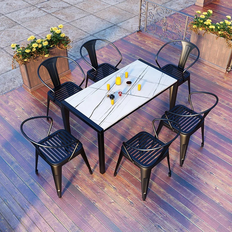 Outdoor Slate square Table Coffee Western Restaurant Milk Tea Shop B&amp;B Table and Chair Combination Negotiation Leisure Table