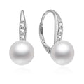 Pearl Earrings 18k White Gold Plated 925 Sterling Silver Pearl Earrings Hypoallergenic Cubic Zirconia Pearl Earrings Jewelry