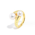 Fine Jewelry Round Freshwater Pearl Ring Sterling Silver 925 Jewellery Pearl Rings Gold Plated Pearl Jewelry