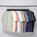 Custom Print Yarn Dyed Solid Men's Heavyweight 100% Cotton Oversized T-Shirt Sets with Thick Collar and Mock Neck
