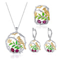 C7926 Abiding Fine Jewelry Fashion Designs Natural Rhodolite Garnet 925 Sterling Silver Jewellery Wedding Sets for Women