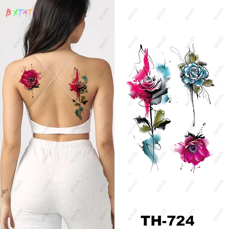 Bxtats Wholesale & Custom Waterproof Body Art Shoulder Leg Neck Half Arm Temporary Color Tattoo