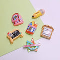 Popular Back to School Resin Charms Pencil Book Blackboard School Bag Flatback Cabochons for Phone Case Photo Frame DIY Decor