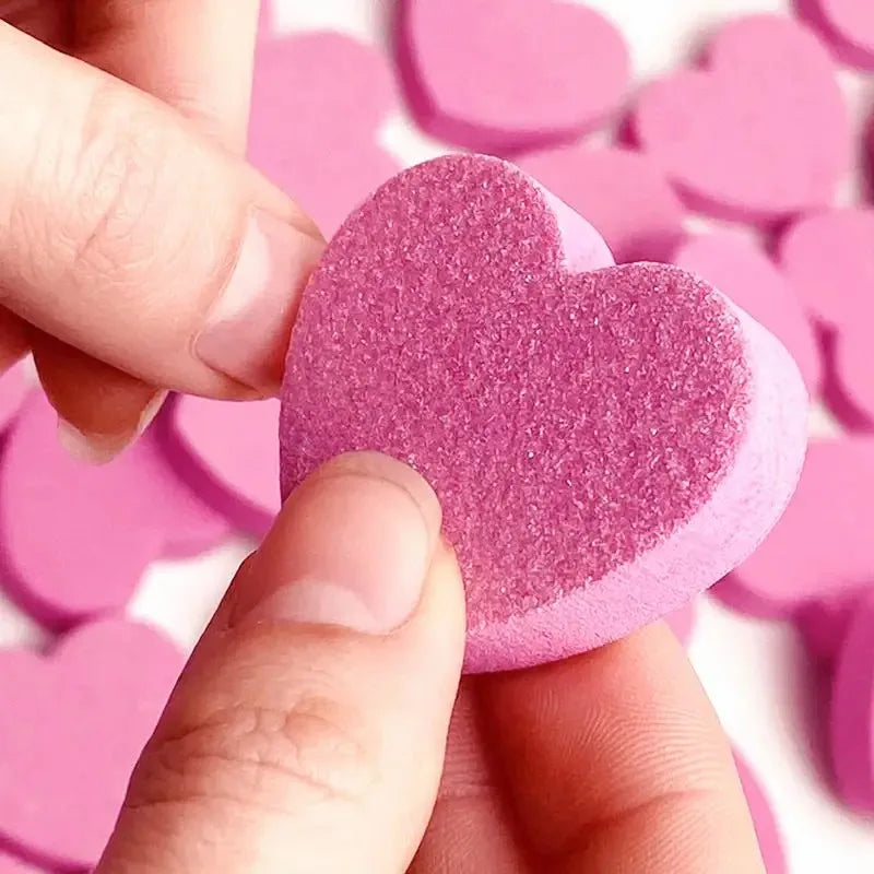 Nail Art Tools Mini Heart Shape Nail Files Washable Sponge Buffer Pink Heart Nail File