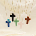 Wholesale Stainless Steel Natural Stone Gold Sand Rose Quartz Necklace Fashion Vintage Gemstone Jewelry Cross Necklace Gift
