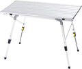 Woqi Aluminum Table Height Adjustable Outdoor Lightweight for Camping Beach Backyards BBQ Part Folding Table