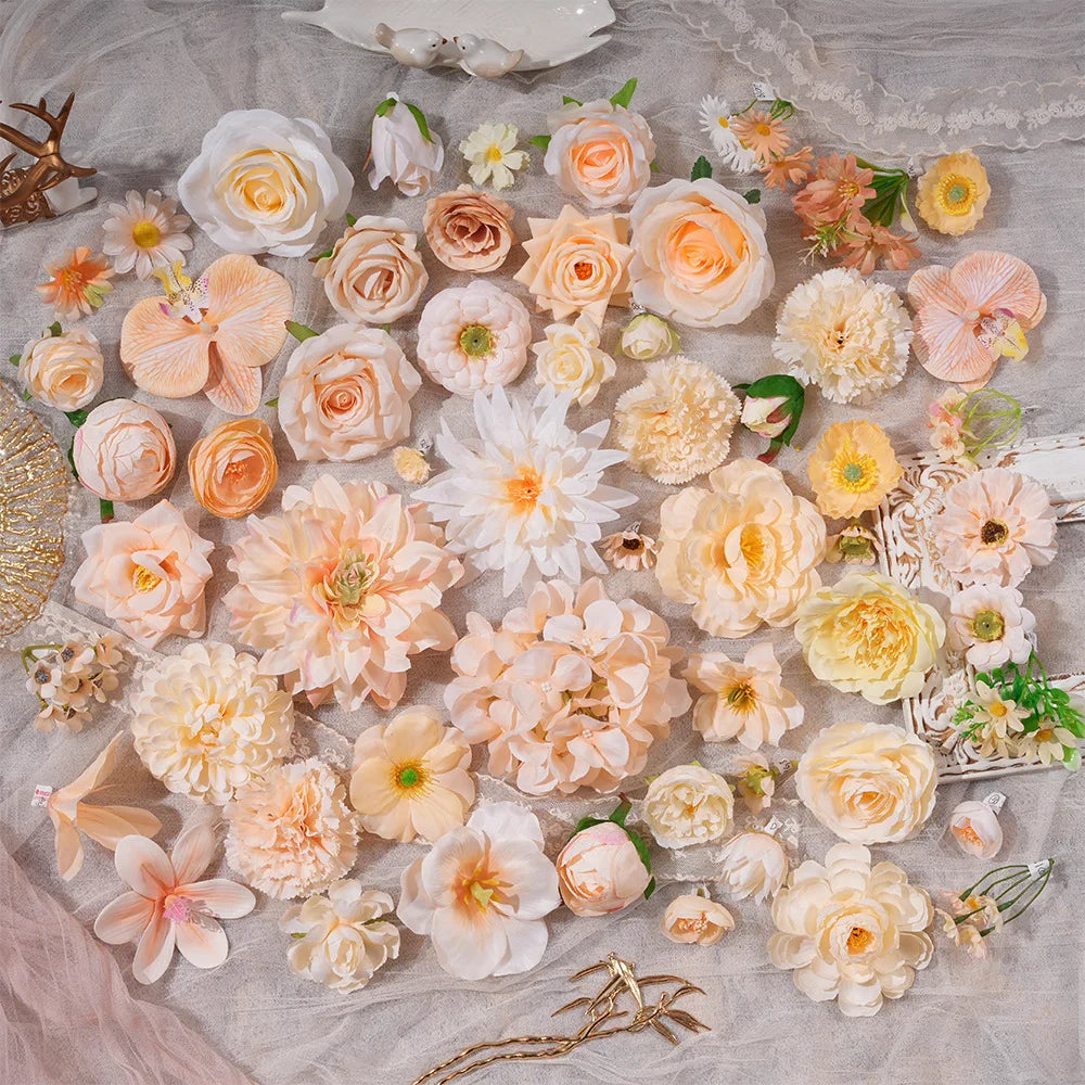 Champagne Artificial Single Flower Head Various Styles for Wedding Decoration Artificial Flowers