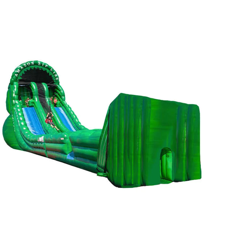 Extreme Inflatable Zip Line and Slide Combo Double Lane EN14960 Certified for Home or Rental Use Sale