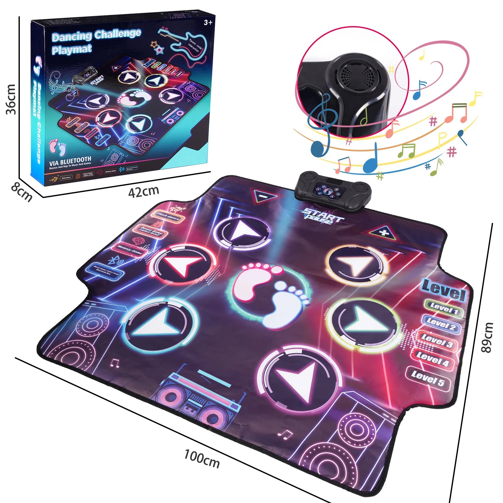 Dance Mat Toys for 3-12 Year Old Kids Electronic Dance Pad with Light-up Wireless Birthday Toys Gifts Music Blanket
