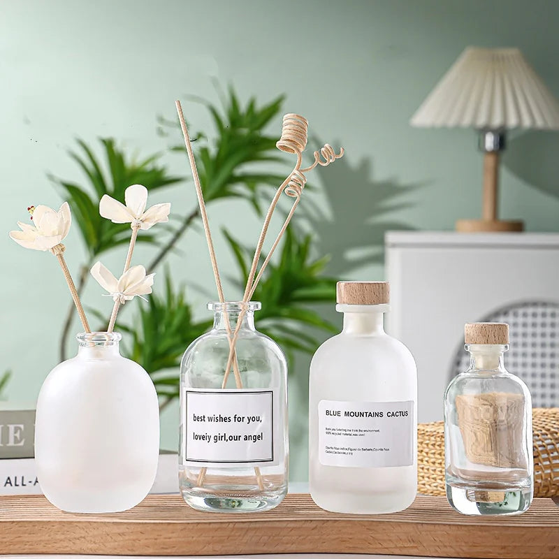 100ml 250ml 375ml 500ml Clear/frosted Reed Diffduser Glass Bottle Aroma Diffuser air Freshener Glass Diffuser Bottle with Cork