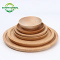 6 Sizes - Beech Round Wooden Serving Trays Classic Plates for Snack Dessert Steak Fruit Salad Platter Vegetable Food Dish.