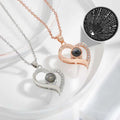 Hypoallergenic Valentines Day Gifts Heart Shape Projection Necklace Rose Gold I Love You Necklace 100 Languages Projection Heart
