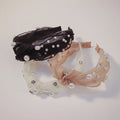 Hot Sale Women Headwear Rhinestone Hair Hoop Crystal Pearl Mesh Organza Headband