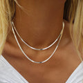 Unisex Tarnish-Free Stainless Steel Necklace Herringbone Flat Snake Chain Adjustable Silver Jewelry Trendy Casual Anniversary