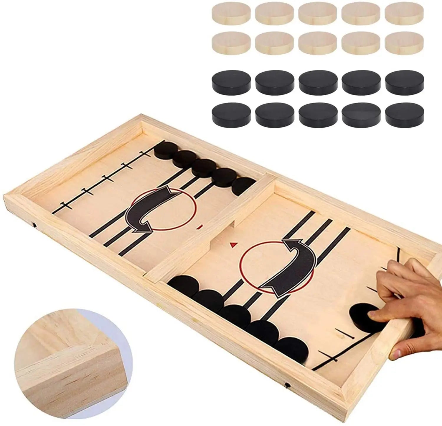 Fast Paced Sling Puck Table Hockey Winner Games Interactive Wooden Desktop Board Game for Adults & Children Customizable
