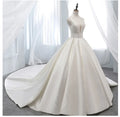 2024 Spring Modern Satin Ball Gown Wedding Dresses Pleated Sleeveless Bridal Gowns Plus Size Satin Saudi Arabia Wedding Gown