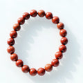 8mm Natural Red Jasper round Beads Bracelet Trendy Healing Reiki Gemstone Wood Stretch Bracelet for Anniversaries