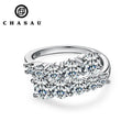 Best Selling Trendy Fashion Women Fine Jewelry Moissanite S925 Sterling Silver Open Ring for Birthday Valentine's Day Christmas