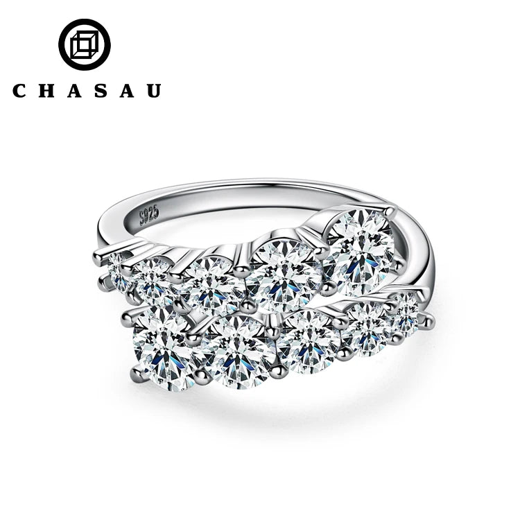 Best Selling Trendy Fashion Women Fine Jewelry Moissanite S925 Sterling Silver Open Ring for Birthday Valentine's Day Christmas