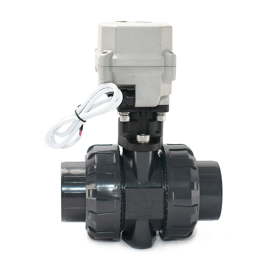 Tonheflow Motorized Pvc Ball Valve Motorised DN40 1 1/2" CR501 DC12V DC24V True Union No Thread