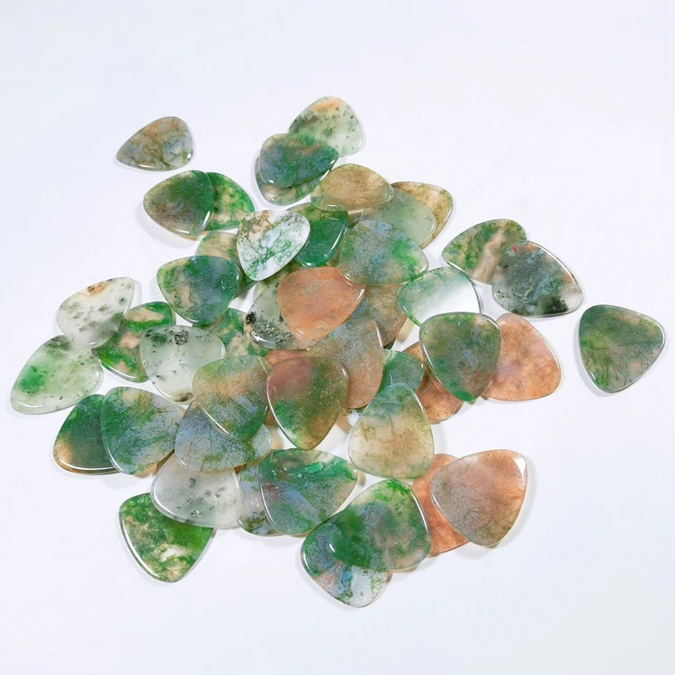 Huiying New Thumb Finger Moss Agate Guitar Picks Plectrums Guitar Accessories