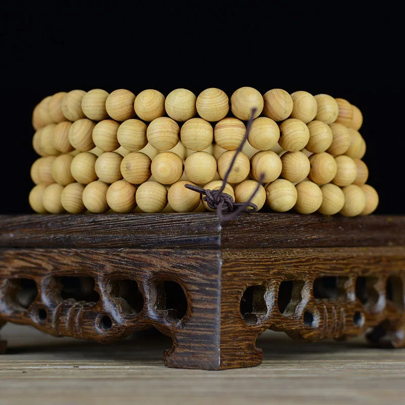 108 Mala Beads Long Necklace Meditation Yoga Mala Beads Necklace with Tassel Wooden Sandalwood Loose Beads Necklace