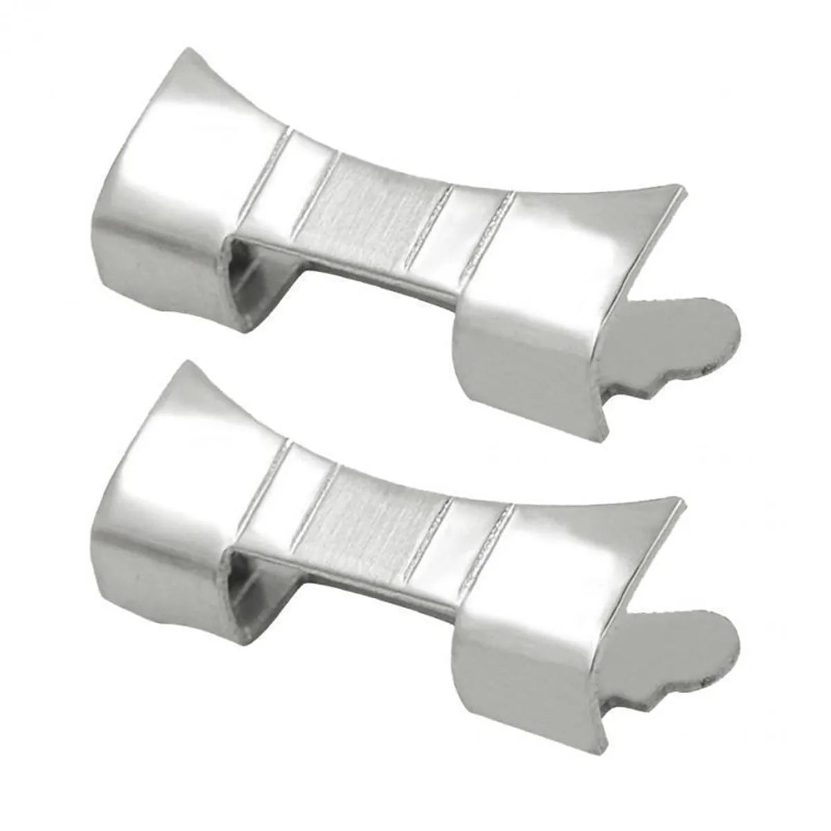 2Pcs 19-24mm New Silver Stainless Steel Watch Strap Bracelets Curved End Band Parts Arc Interface Accessories