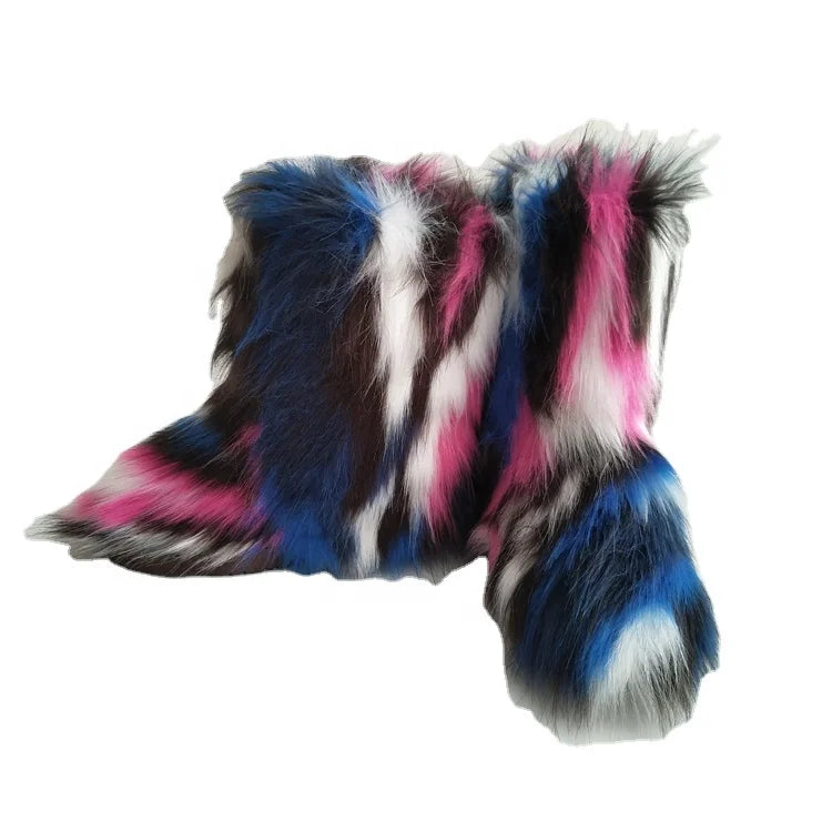 Winter Mongolian Snow Boots for Women Warm Flat Casual Shoes Footwear Ladies Fluffy Faux Fur Boots