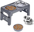 2024 New Modern Elevated Wood Dog Bowl Stand With Stainless Steel Bowls Adjustable Raised Wood Pet Feeder Bowl