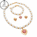 Heart Heart Necklace and Earring Set White Stone Necklace Set Dubai 18k Gold Jewelry Big Set