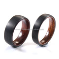 Wholesale Black Plated Tungsten Carbide Wedding Ring Rosewood Inner Tungsten Ring for Men Women Promise Engagement Party Gift