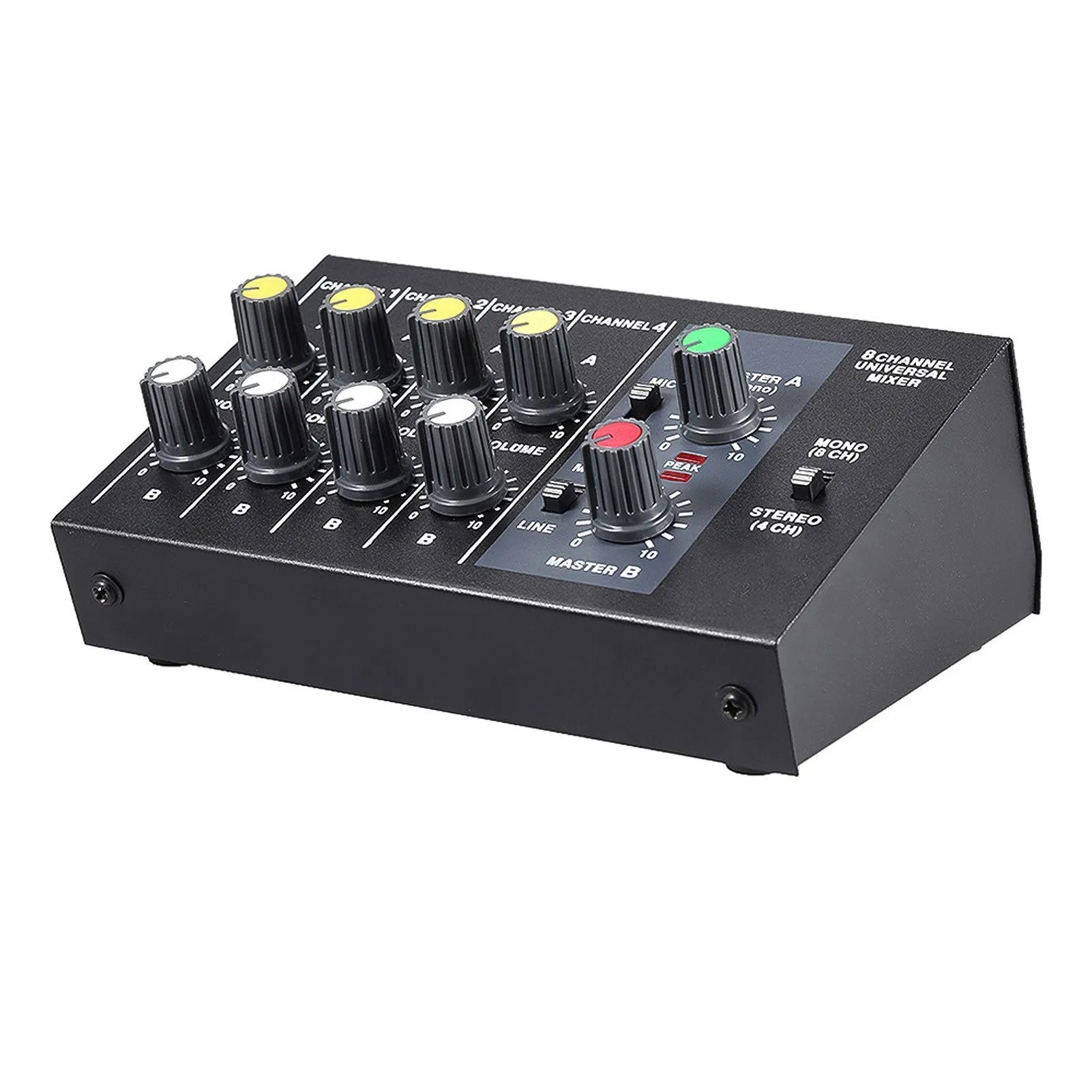 Compact Size 8-Channels Mono/Stereo Audio Sound Line Mixer with Power Adapter
