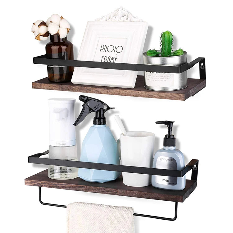 Best Selling Custom Natural Living Room Wooden Decorative Floating Shelves Wall Mounted Shelves Metal Wall Rack
