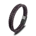 Custom Stainless Steel Clasp Leather Wrap Unisex Bracelet New Arrival Mens Red Braided Genuine Leather Bracelet OT-038