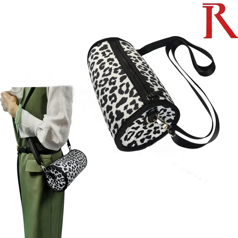 Personalized Sublimation Printing Portable Lady Small Pouch Washable Lady Zipper Tote Bags Neoprene Cylinder Crossbody Bags