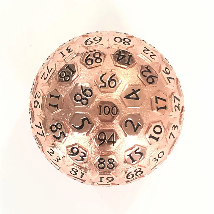 China Manufacturers Engraving Custom Zinc Alloy Polyhedral D100 Dice 50mm Wholesale Big Size for Role Playing Games