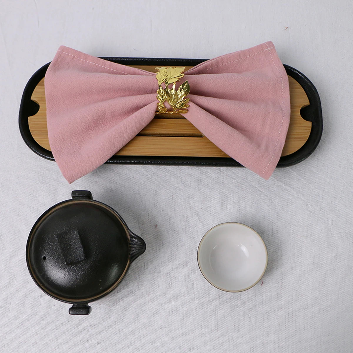 Serviettes De Table Pour Mariage Pink Wrinkle Hemstitch Table Napkin Cotton Cloth Handmade Banquet Wedding Napkins for Events