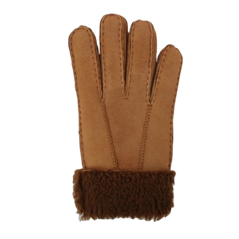 Sample Support Free Shipping Custom Classic Hot Sale Winter Warm Ladies Sheepskin Leather Fur Warm Gloves Mittens