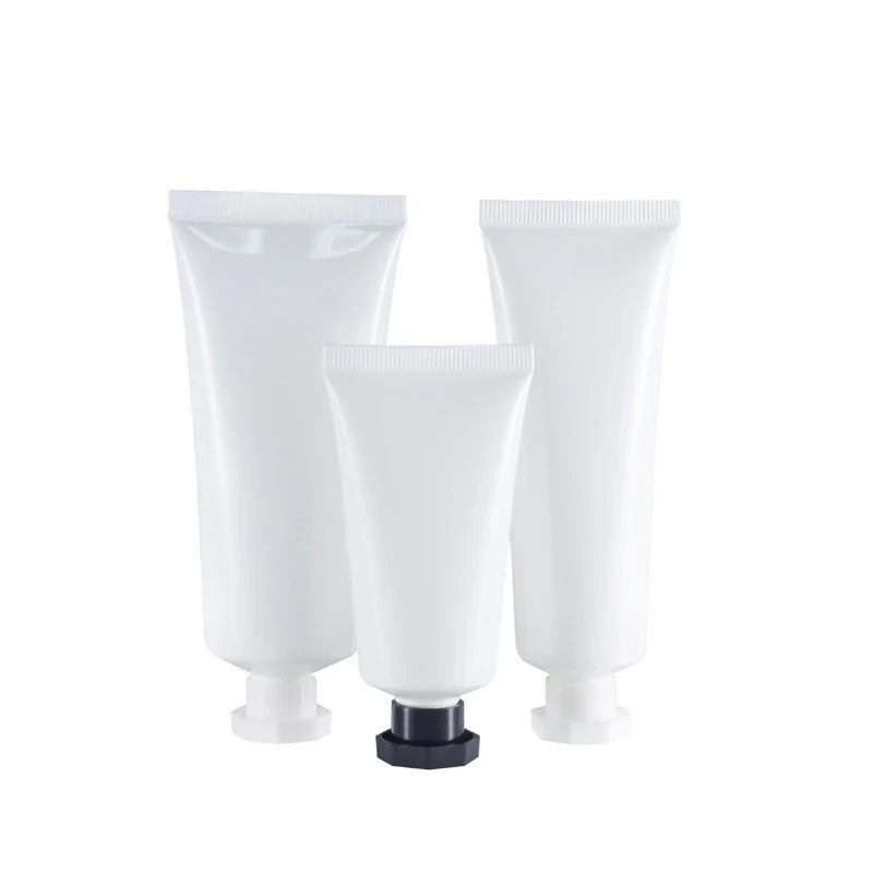 Cosmetic PE Plastic Lotion Tube 30ml 50ml 60ml 80ml 100ml Empty White Hand Cream Tube With Octagonal Lids