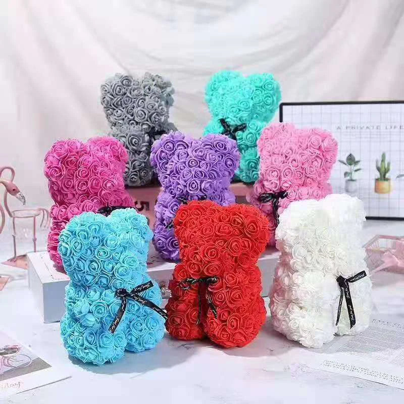 Factory Wholesale 25cm Rose Bear Couple Gift Valentine's Day Teddy Bear Rose