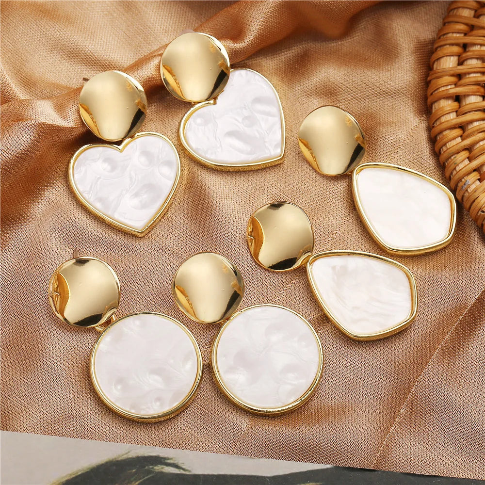 Alloy Acrylic Dangle Earrings for Women Gold Geometric Drop Earring Fashion Gift Jewelry Mix Designs